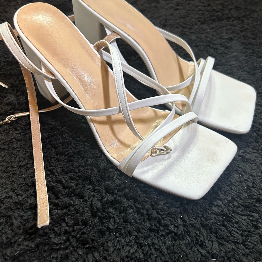 Elegant White Strappy Heels